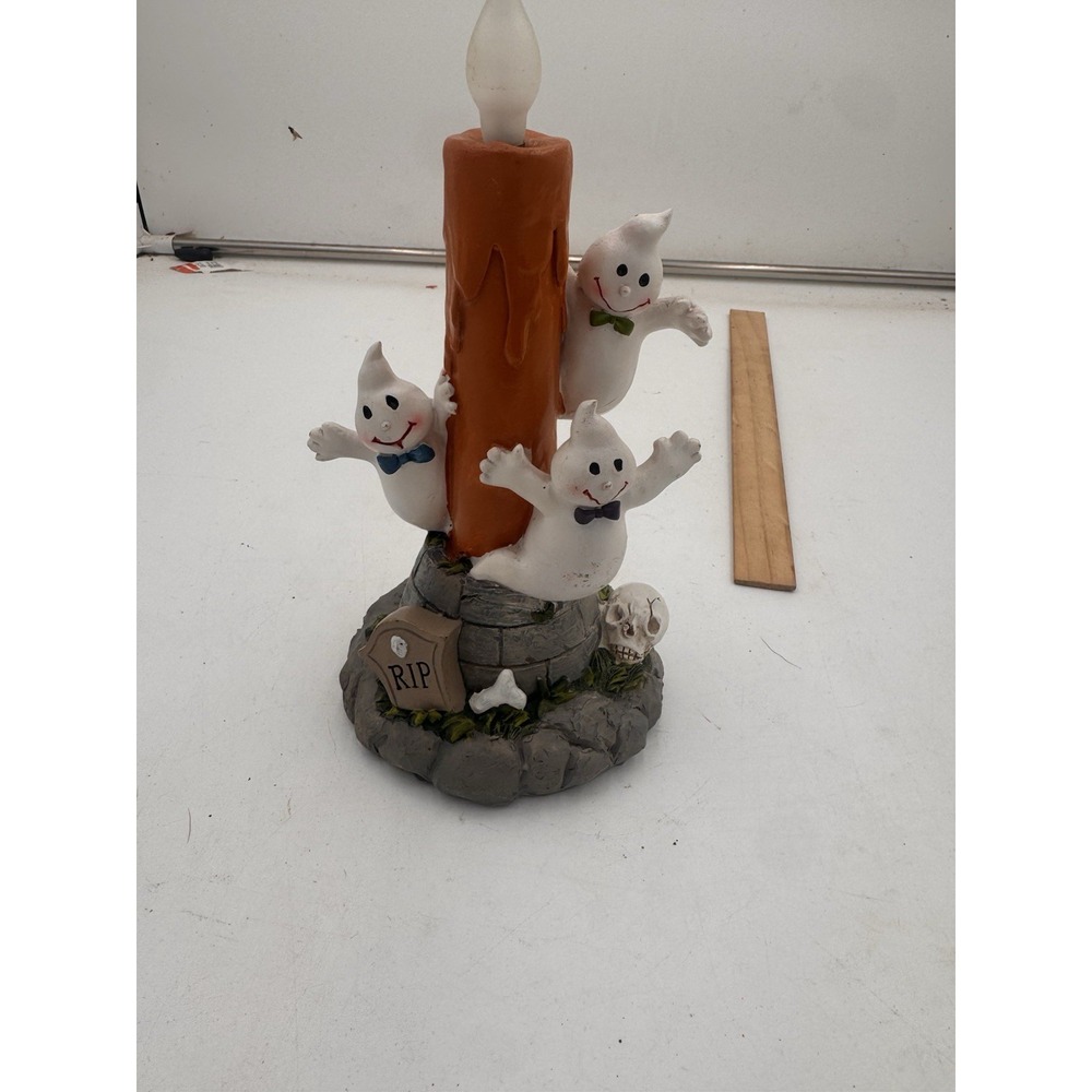 Halloween Ghost Flicker Candle Light Up Graveyard RIP Skull Spooky Tabletop
